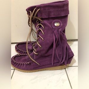 💜 Amimoc Purple Suede Fringe Boots 💜